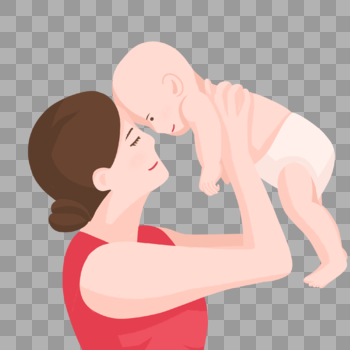 手绘妈妈抱起婴儿人物形象图片素材免费下载