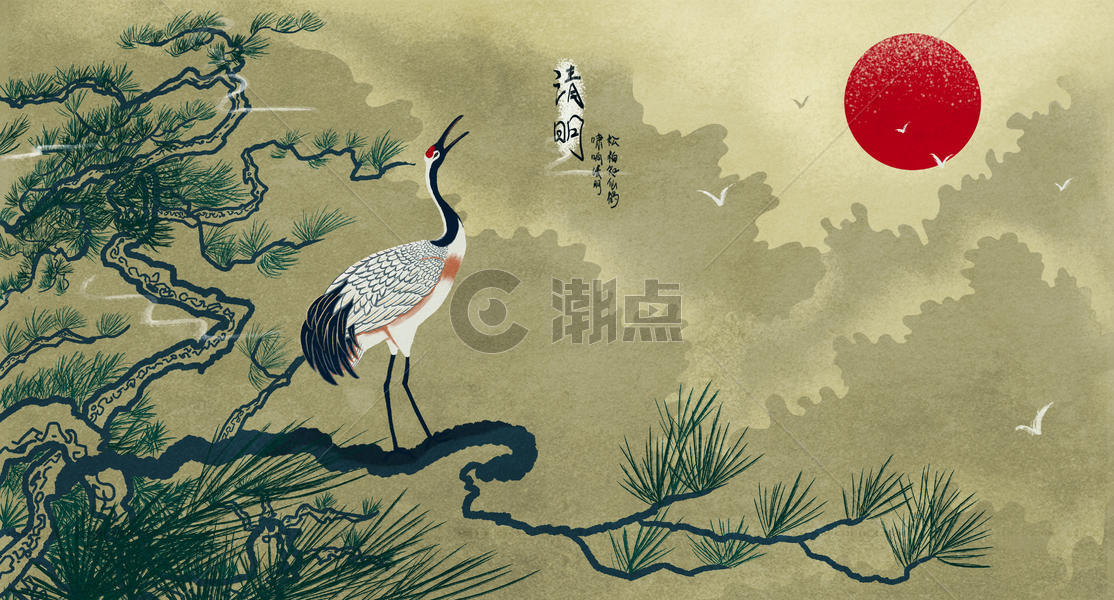 中国风清明节仙鹤图片素材免费下载