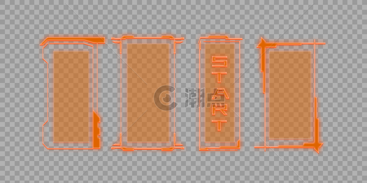 荧光橙色未来科技风对话框边框元素图片素材免费下载