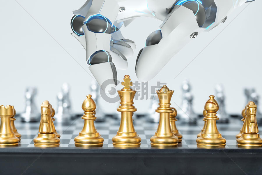 科技机械手下国际象棋图片素材免费下载