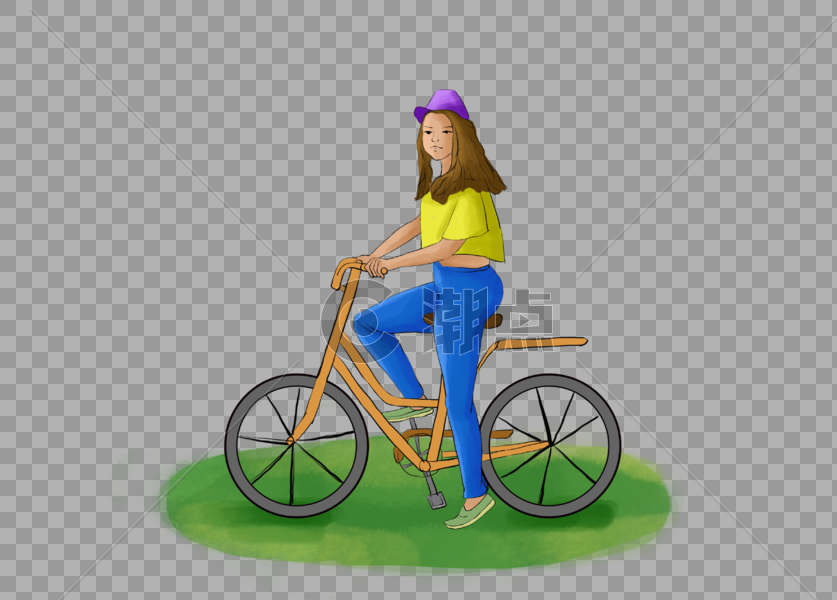 踏青骑自行车的女孩图片素材免费下载