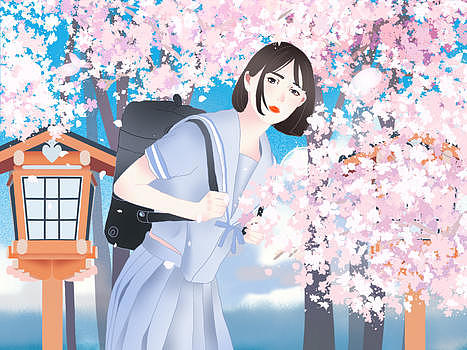 小清新日系日本樱花节樱花女孩图片素材免费下载