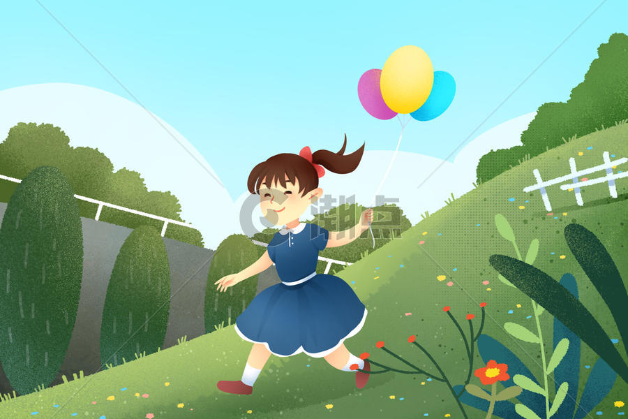 春游-拿气球的小姑娘图片素材免费下载