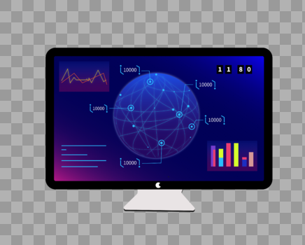 球形线性数据化显示电脑屏科技感图片素材免费下载