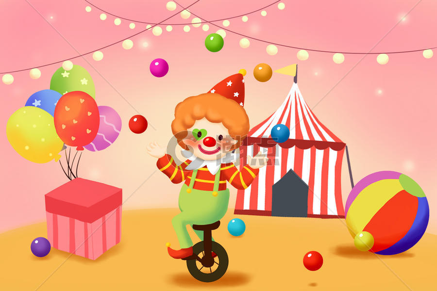 愚人节之小丑抛球欢乐插画图片素材免费下载