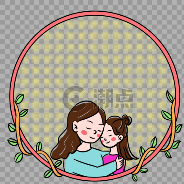 彩色卡通母亲节边框图片素材免费下载