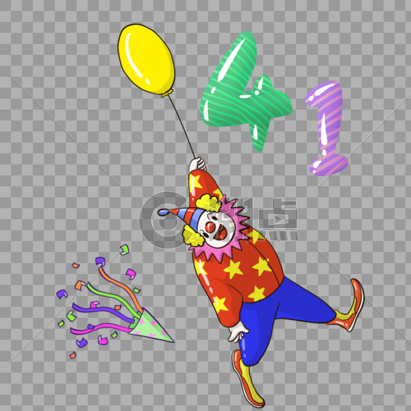 手绘小丑耍杂技图片素材免费下载