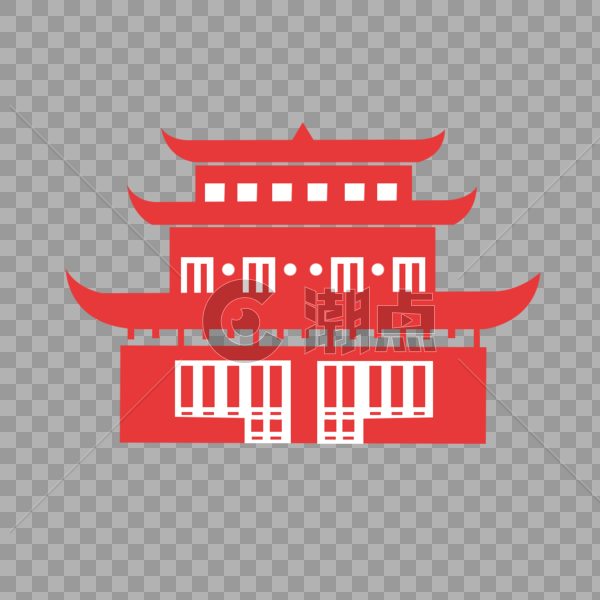 中国古风建筑剪纸装饰图片素材免费下载