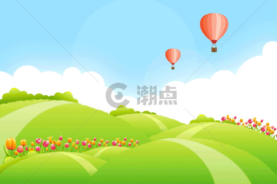 春天的热气球gif图片素材免费下载