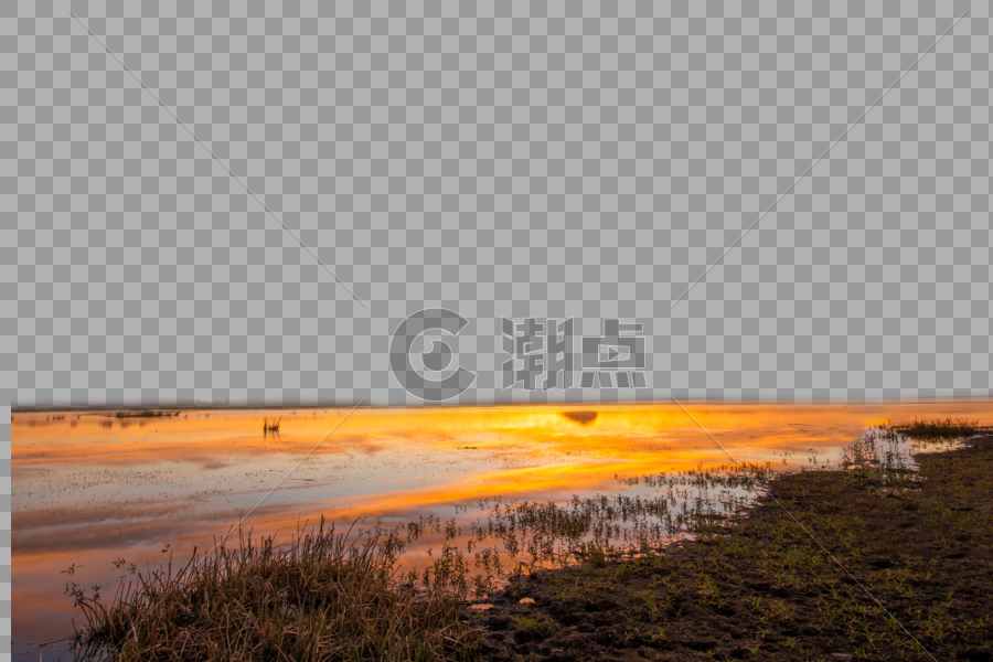 夕阳下的河滩图片素材免费下载