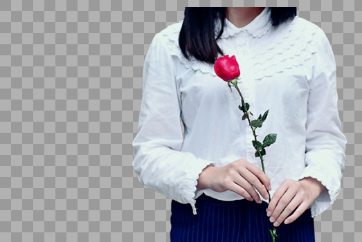 美女手里拿着玫瑰花图片素材免费下载