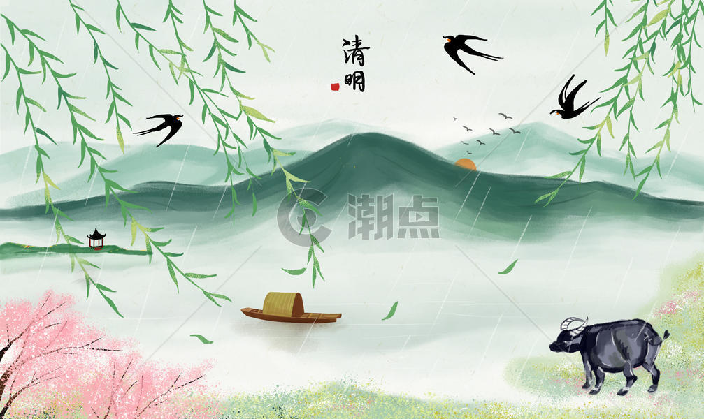 中国风山水清明图片素材免费下载