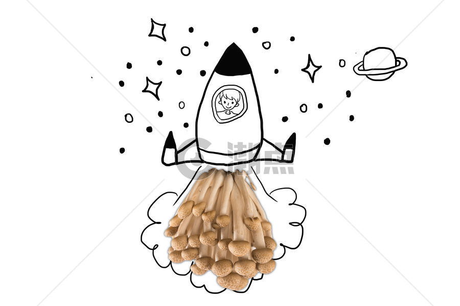 创意金针菇火箭图片素材免费下载