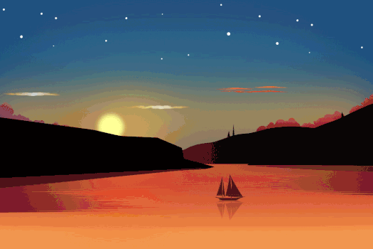 夕阳染红了海面GIF图片素材免费下载