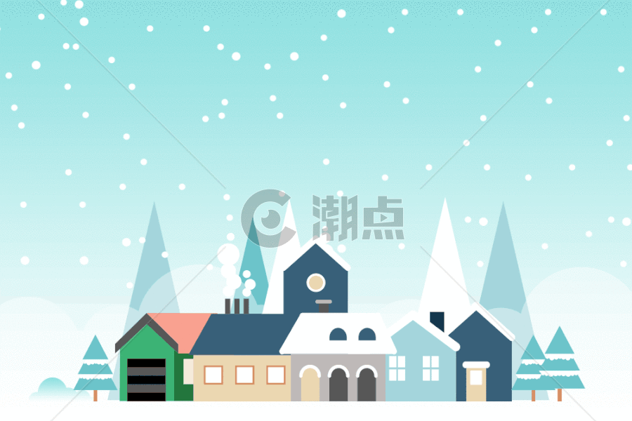 冬日山中房屋 GIF图片素材免费下载