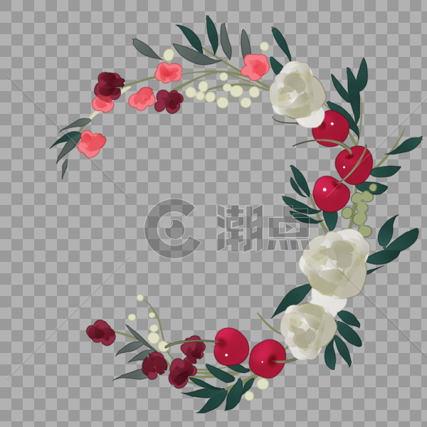 白色玫瑰小清新花环装饰图片素材免费下载