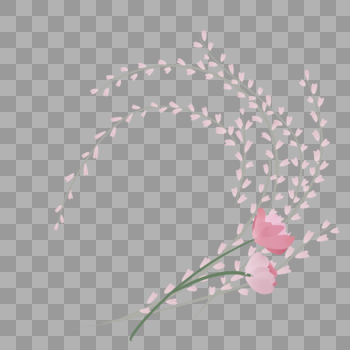 几枝粉色玫瑰花环花枝图片素材免费下载