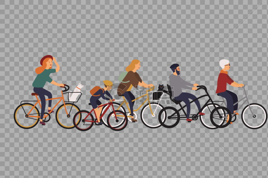 骑自行车人群元素图片素材免费下载