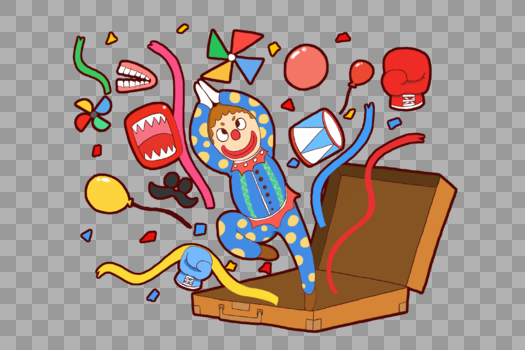 创意愚人节小丑礼物箱元素设计图片素材免费下载