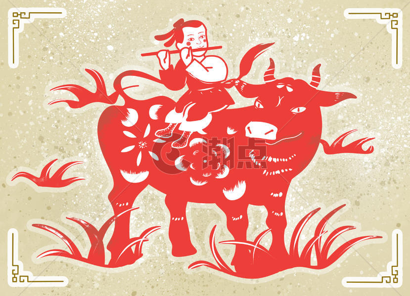 传统中国风牧童和牛图片素材免费下载