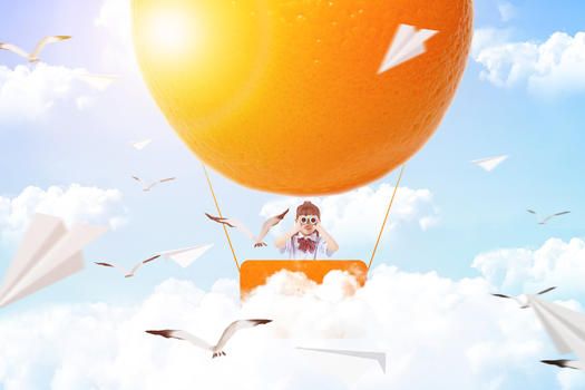 橙子热气球图片素材免费下载