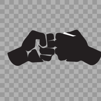 黑白剪影PK拳头元素图片素材免费下载