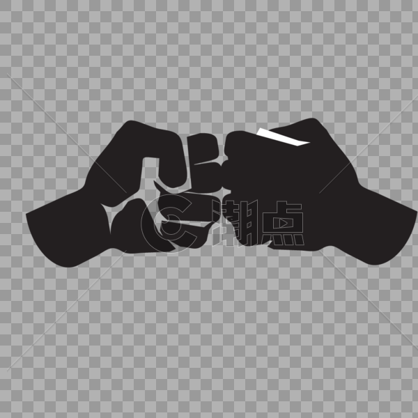 黑白剪影PK拳头元素图片素材免费下载