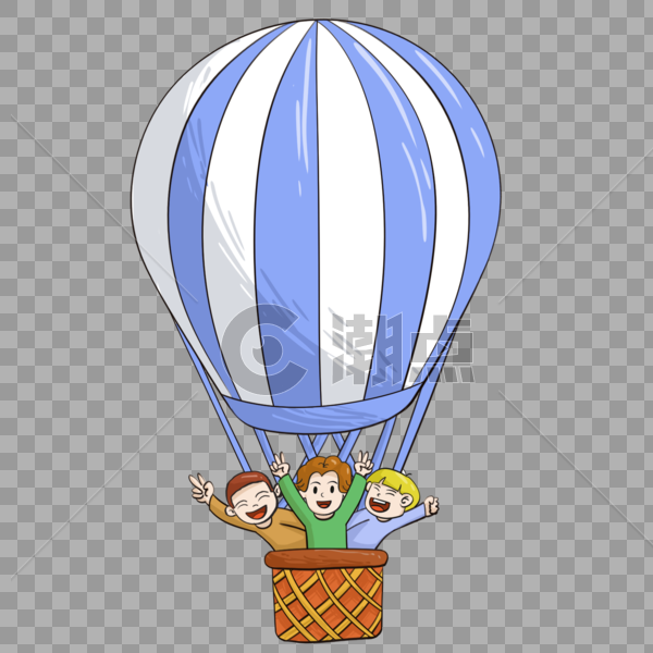 手绘创意乘热气球旅游图片素材免费下载