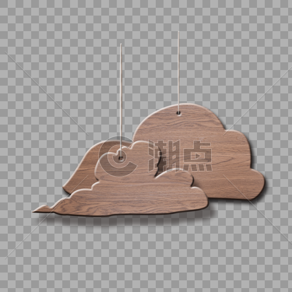 木板木纹材质云朵吊饰元素图片素材免费下载