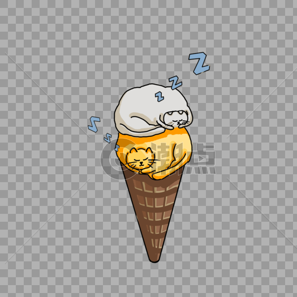 冰淇淋猫咪图片素材免费下载