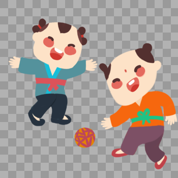 寒食节玩蹴球的两个小男孩图片素材免费下载