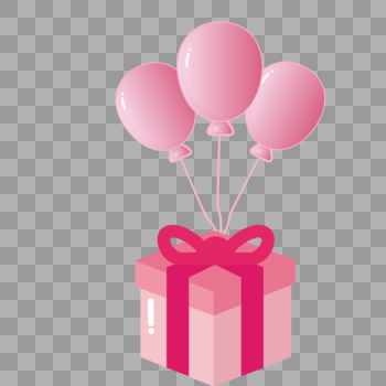 矢量粉红气球礼盒图片素材免费下载
