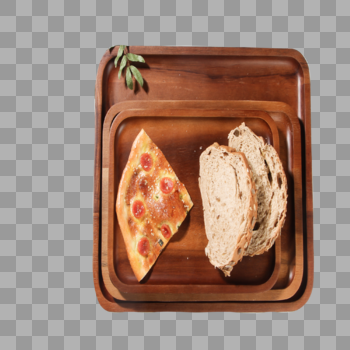 简洁日式木质托盘上的面包图片素材免费下载