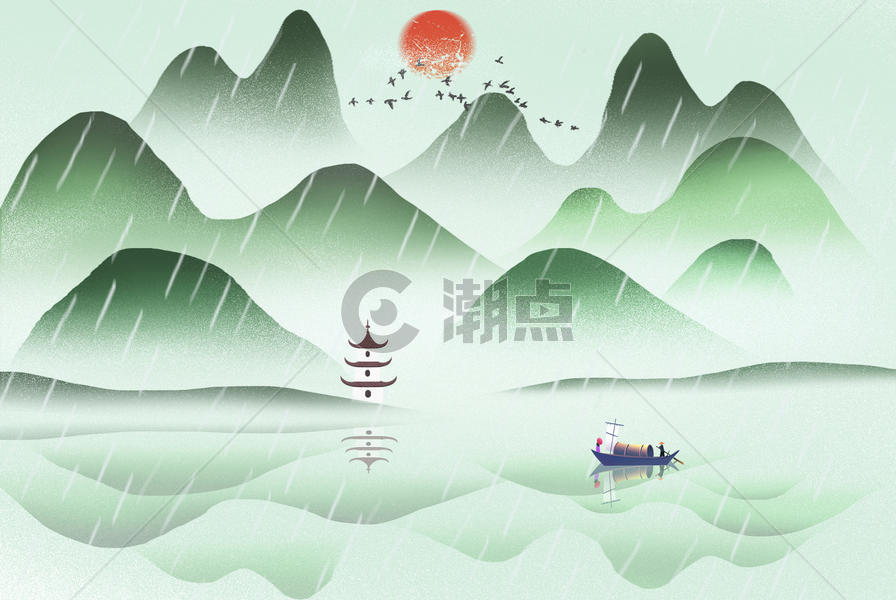 清明中国风插画图片素材免费下载