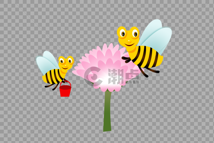 手绘采蜜的小蜜蜂图片素材免费下载