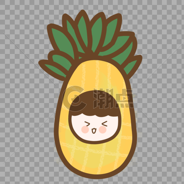水果菠萝眨眼可爱表情图片素材免费下载