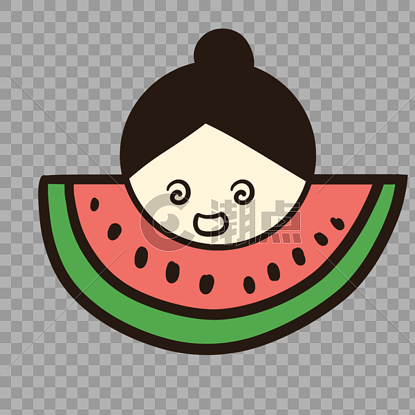 水果西瓜晕可爱表情图片素材免费下载