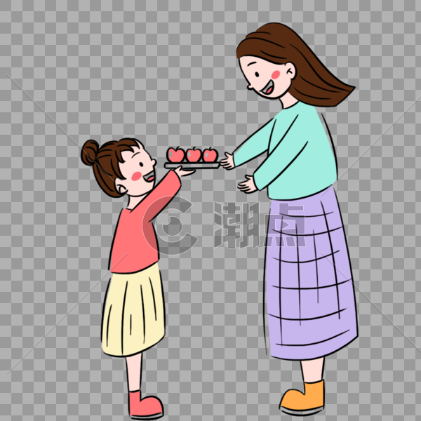 卡通母亲节给妈妈地苹果场景图片素材免费下载
