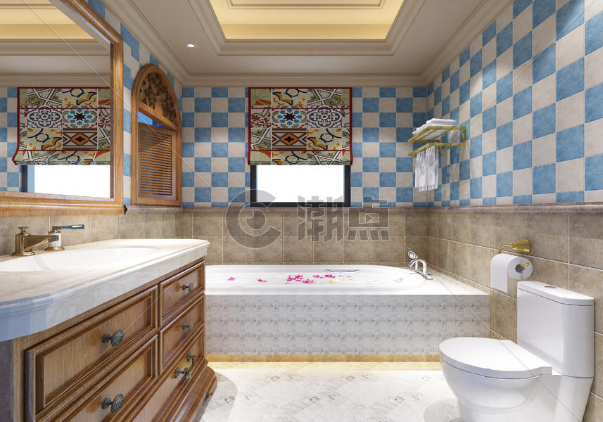 美式复古浴室图片素材免费下载
