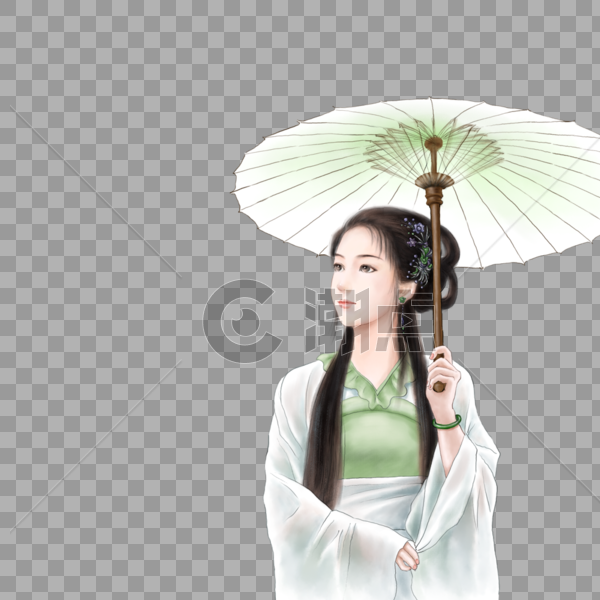 打伞的古风美女设计元素1000*1000图片素材免费下载-编号317889-潮点视频