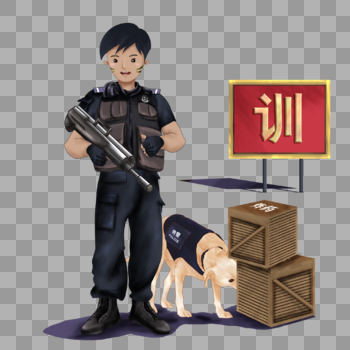 训练警犬的警察图片素材免费下载