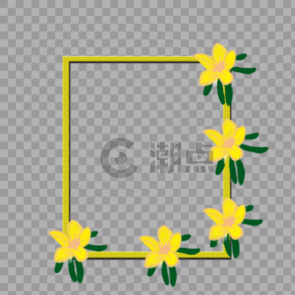 黄色花卉边框图片素材免费下载