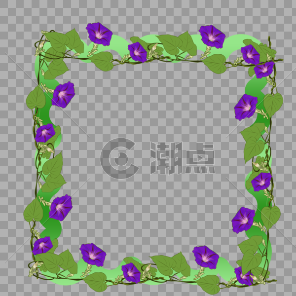 春天紫色牵牛花边框元素图片素材免费下载