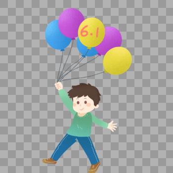 儿童节拿着气球的男孩图片素材免费下载