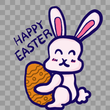 创意复活节可爱兔子抱彩蛋图片素材免费下载