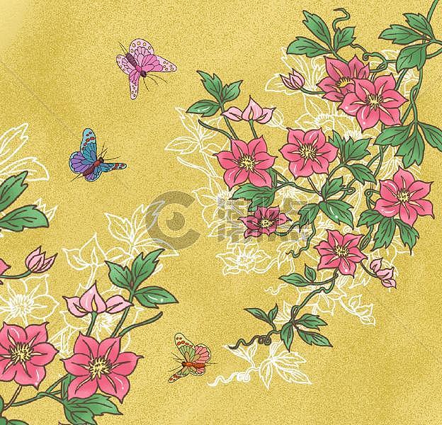 中国风国潮清新粉色蝴蝶花图片素材免费下载