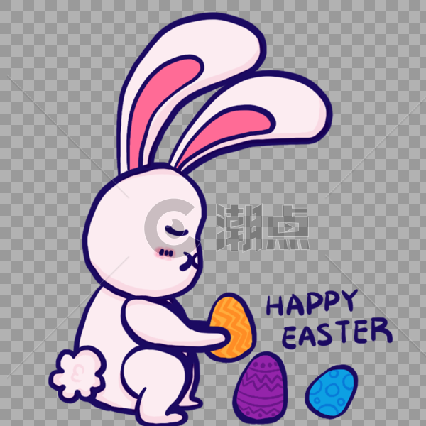 创意复活节可爱小兔子与彩蛋图片素材免费下载