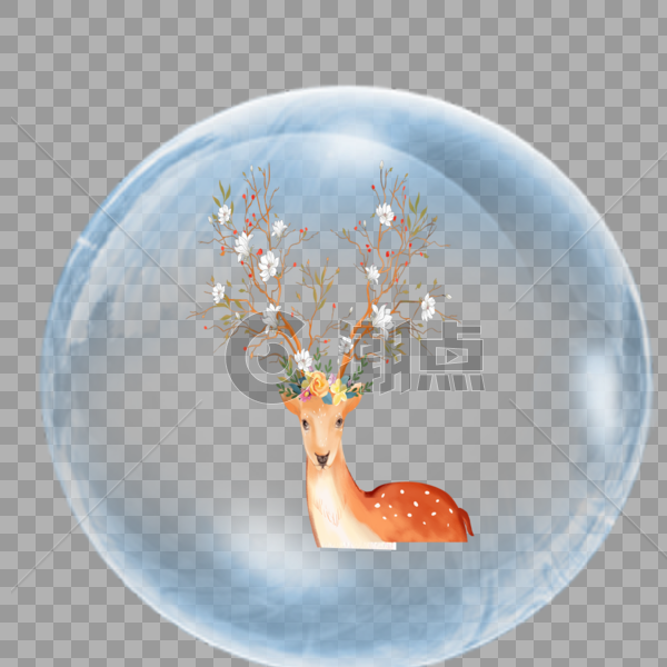 水晶球中的麋鹿图片素材免费下载