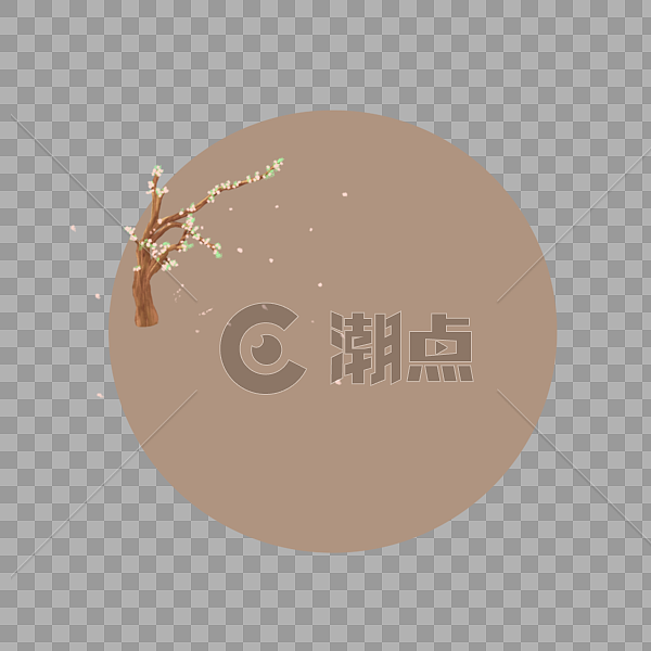 圆形中国风花树装饰边框图片素材免费下载