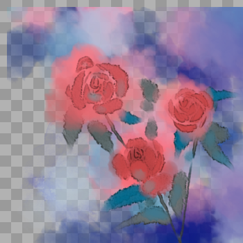水彩玫瑰花烟雾效果图片素材免费下载